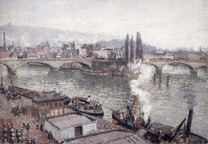 The Stone bridge in Rouen,dull weather, Camille Pissarro